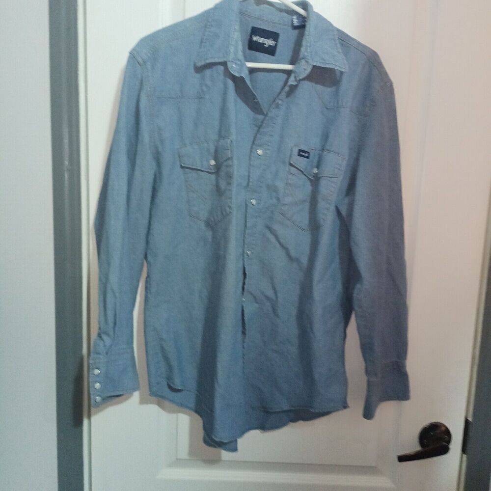 Wrangler Pearl Snap Cowboy XL Denim Western Shirt Long Sleeve